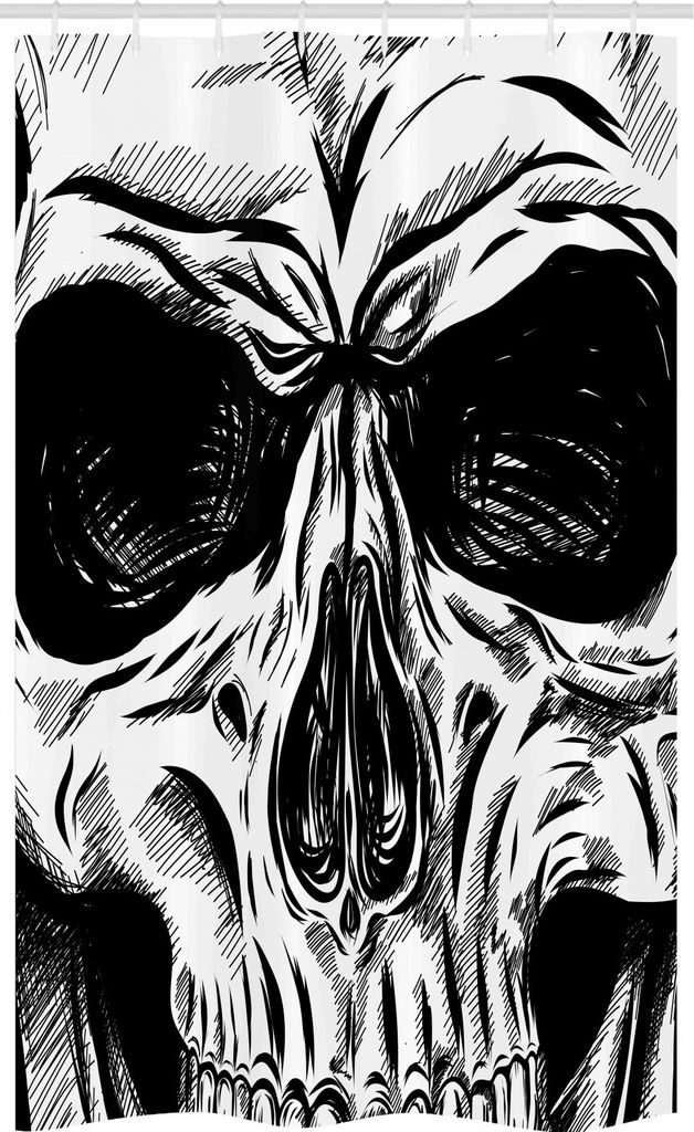 ABAKUHAUS Blumen Schmaler Duschvorhang, ukranian Teppich, Badezimmer Deko Set aus Stoff mit Haken, 120 x 180 cm, Himmelblau Lachs