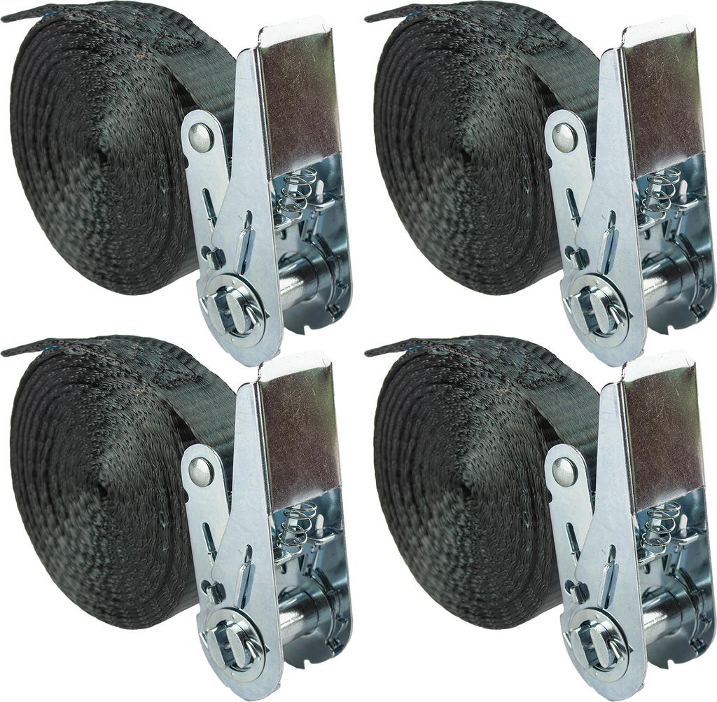 4 x Jumbo Spanngurt 5 m 25 mm 1600 kg Ratsche Zurrgurt | schwarz