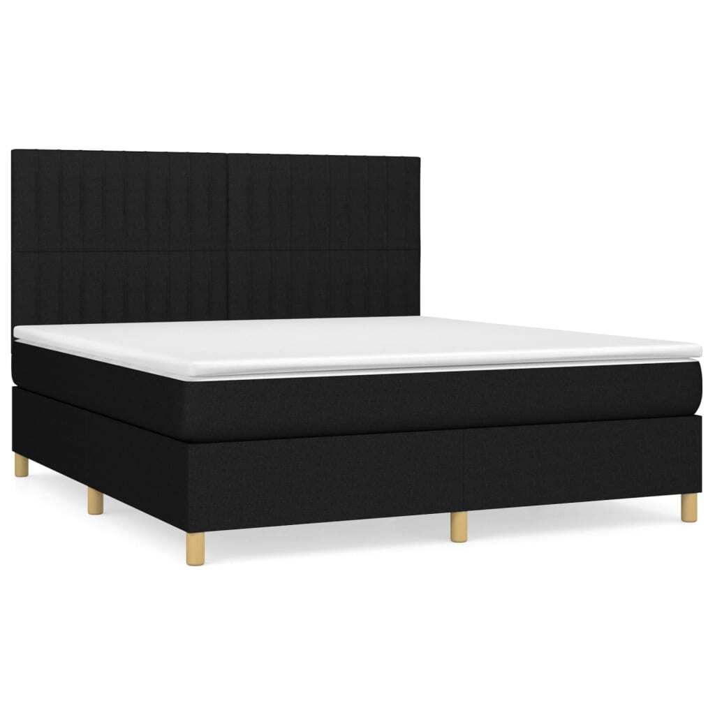 vidaXL Boxspringbett mit Matratze Schwarz 160x200 cm Stoff