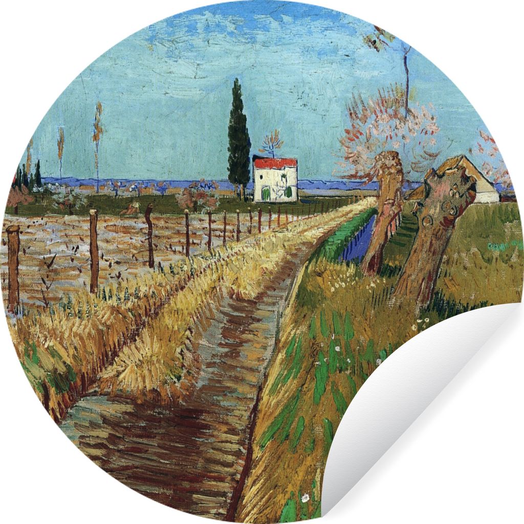 MuchoWow Runde Wandtattoo - Wandsticker Tapete Aufkleber Weg durch ein Weidenfeld - Vincent van Gogh Ø 50 cm Selbstklebend und Repositionierbar ...
