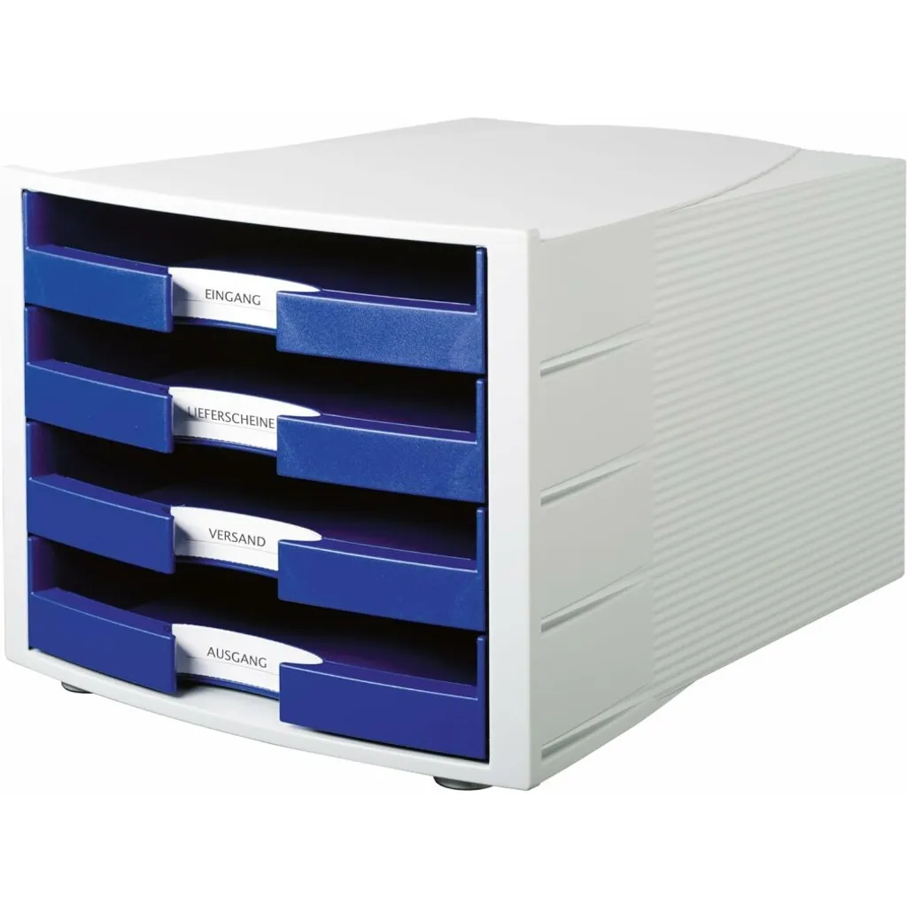 Module de rangement de bureau avec 4 tiroirs ouverts HAN IMPULS Gris A4