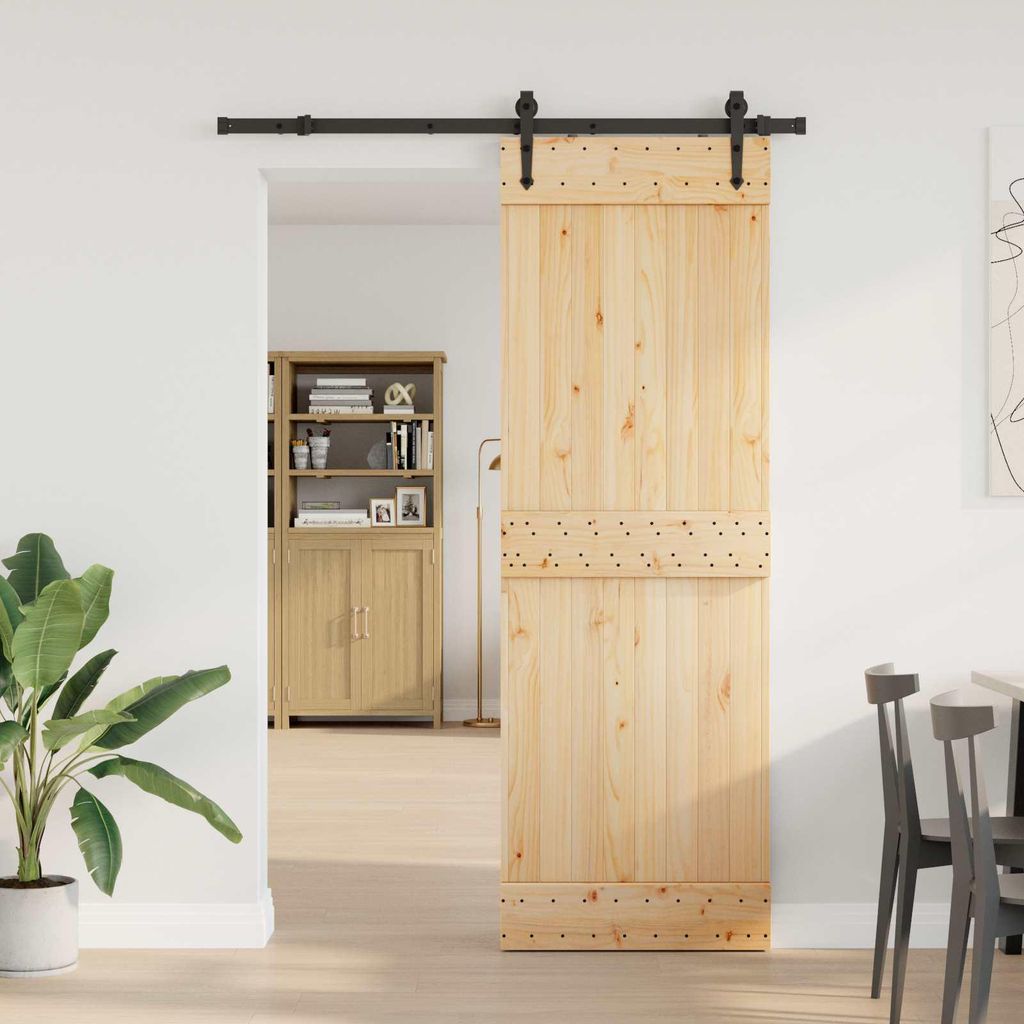 Möbel Schiebetür NARVIK Natürlich und Schwarz 80 x 210 cm (152,5 cm)Zimmertüren - Zimmertüren c6136