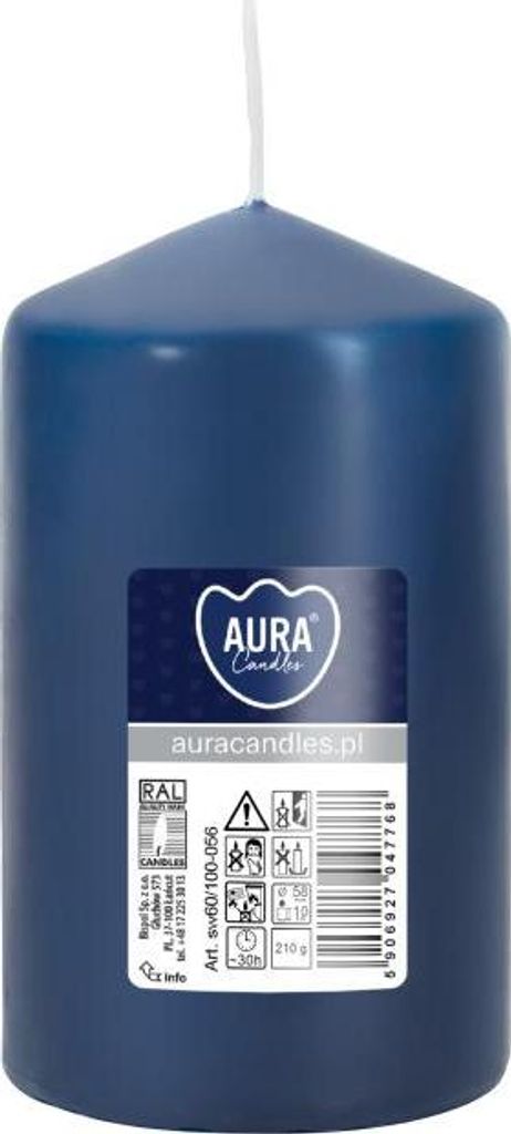 Świeca walec BISPOL Aura 30H 10CM SW60/100 GRANATOWA Zdjęcie produktu 