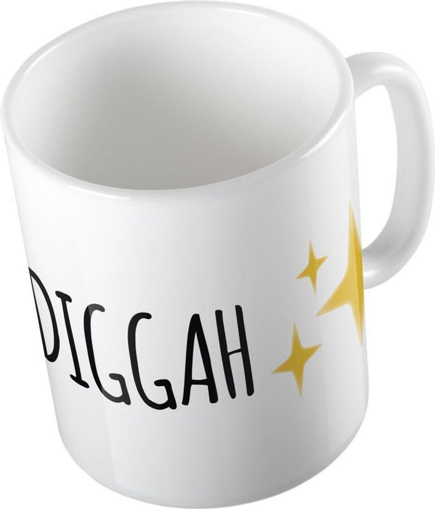 Huuraa Kaffeetasse Diggah Emoji Geschenk Tasse Weiß 330ml Diggah Emoji Präsent