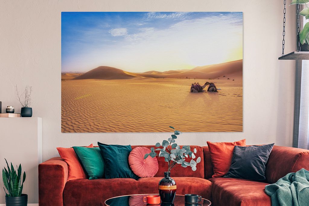 OneMillionCanvasses - Leinwandbilder - 150x100 cm, Kamel - Wüste - Sand, Wandbilder Kunstdruck Wanddekoration