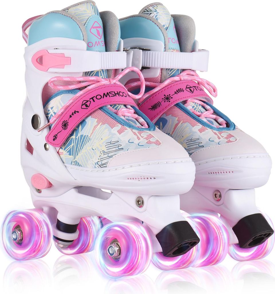 Rollschuhe für Mädchen Jungen für Kinder 4 Größe für Kinder verschiedenen Alters Einstellbare Light Up Roller Skate Räder LED leuchtende 35-...