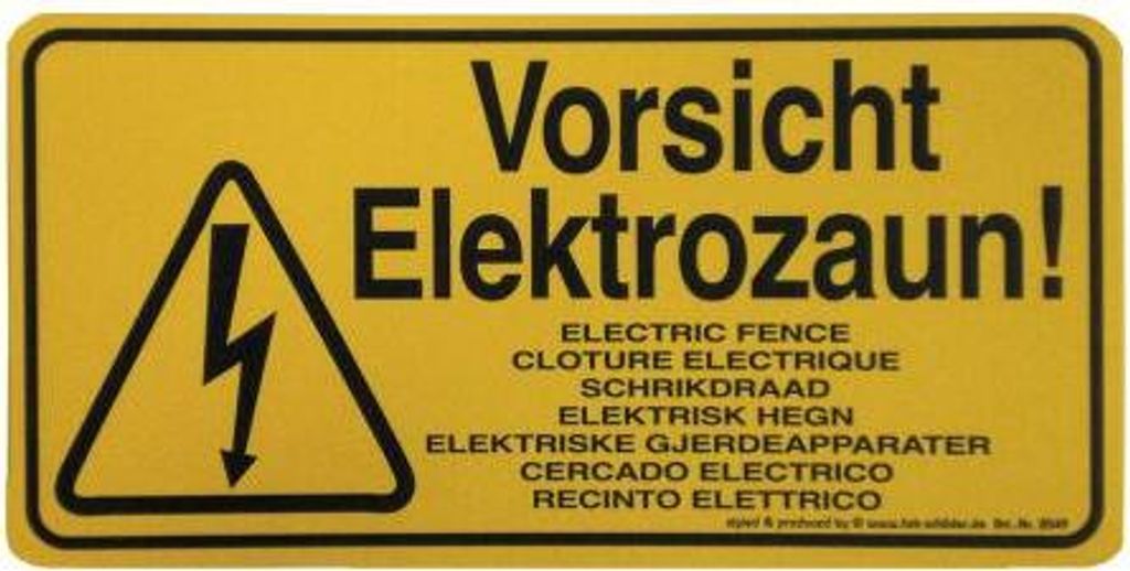 Warnschild - Vorsicht Elektrozaun - Gr. ca. 25x12,5cm - Produktbild 