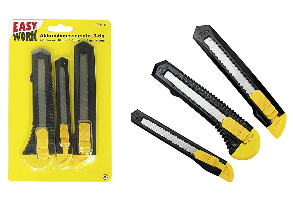 Kit 3 couteaux de bricolage Easy Work 261610 pour carton et travaux