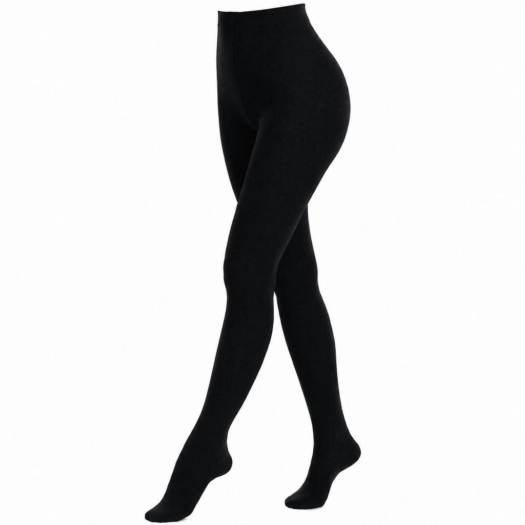 Damen Strumpfhose aus Baumwolle Glatt Unifarben Schwarz Produktbild 