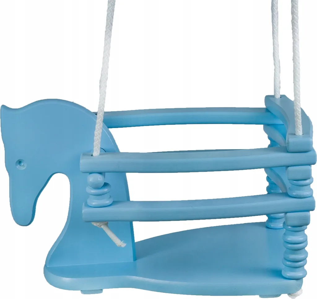 Cavallo a Dondolo Blu in Legno con Pioli | Design Montessori per Bimbi