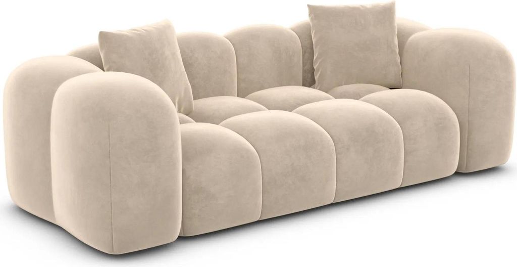 Samtstoff 2-Sitzer Couch Valora Creme