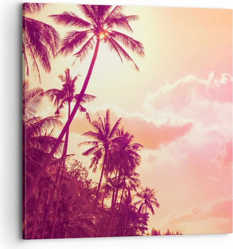 Bild auf Leinwand - Leinwandbild - palme dschungel - 70x70cm - Wand Bild - Wanddeko - Wandbilder - Leinwanddruck - Bilder - Kunstdruck - Wanddekora...