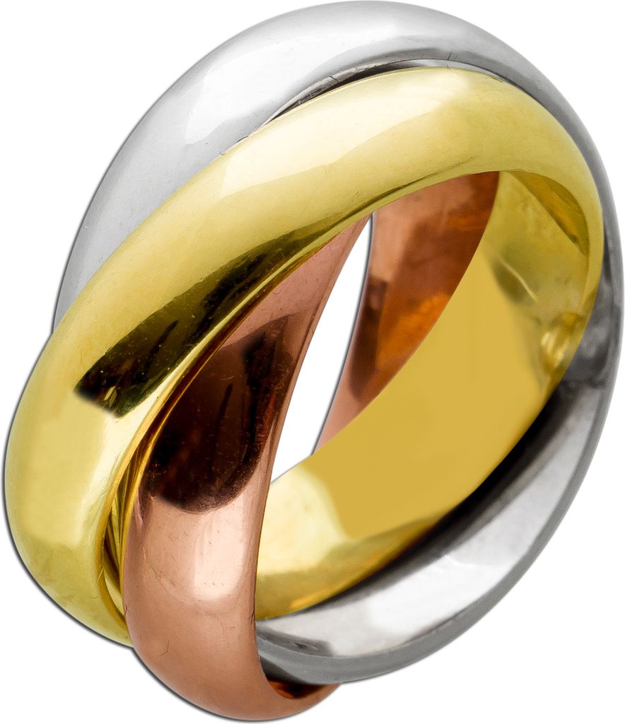 Tricolor Dreifach Ring 585 14K Trinity Gross 18
