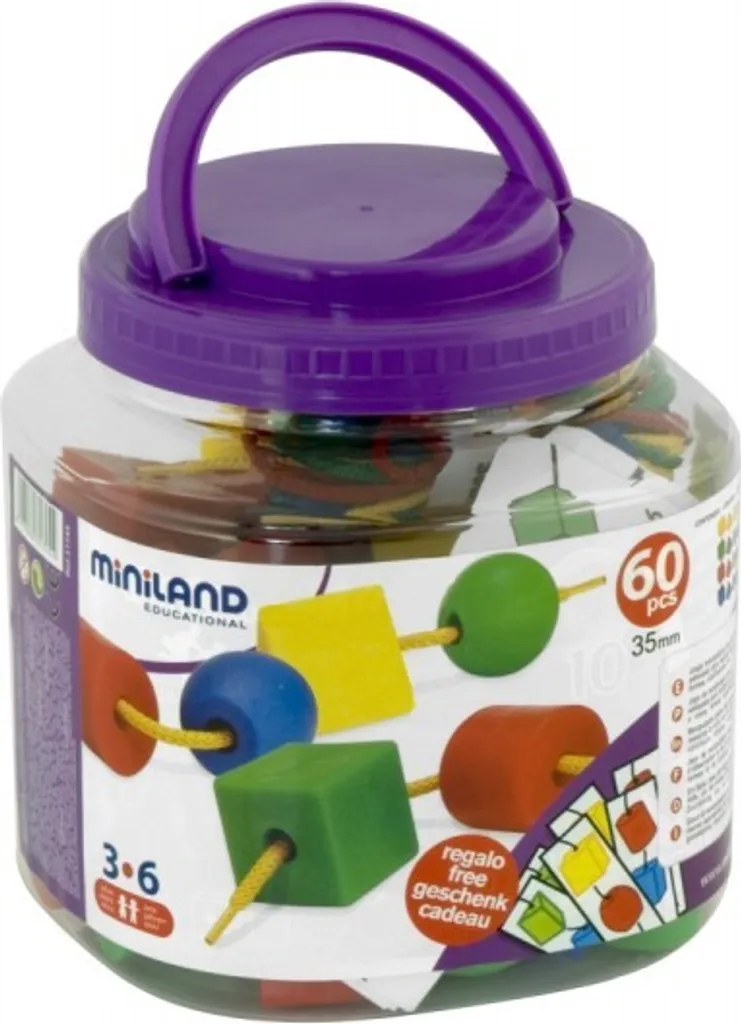 Perles géométriques à enfiler pour enfant - Jeu de laçage Montessori