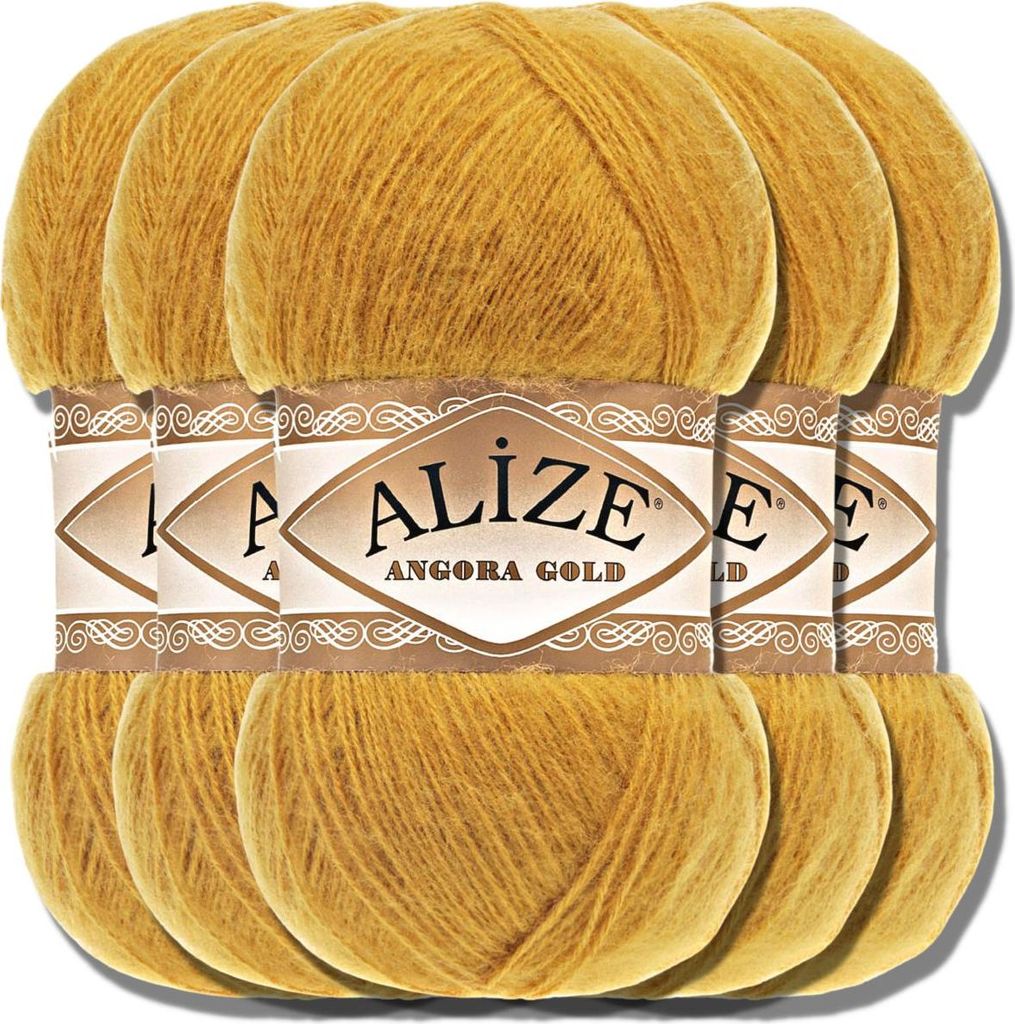 Alize 5x 100g Angora Gold Wolle, Uni, Häkeln, Stricken Produktbild 