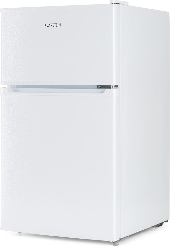 A white refrigerator with a freezer compartment.