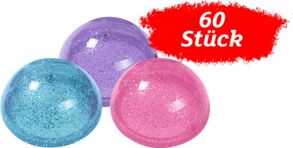 Hüpfer transparent mit Glitter, 60 Stück, 3fach sortiert Produktbild 