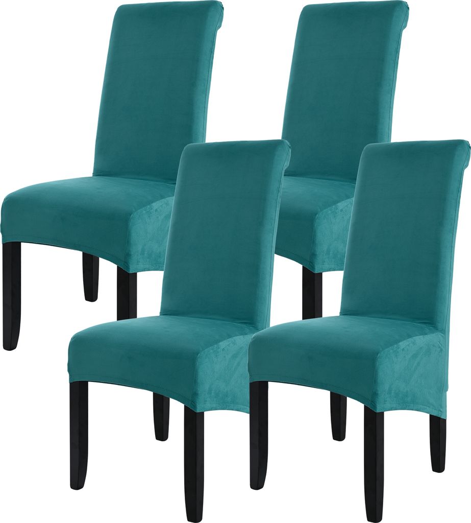 Esszimmer Stretch Stuhlbezüge XL Elastische Stuhlhussen Mit Hoher Rückenlehne Für Bankett-Restaurant-Dekoratio(4 Stück,Dunkelblau)