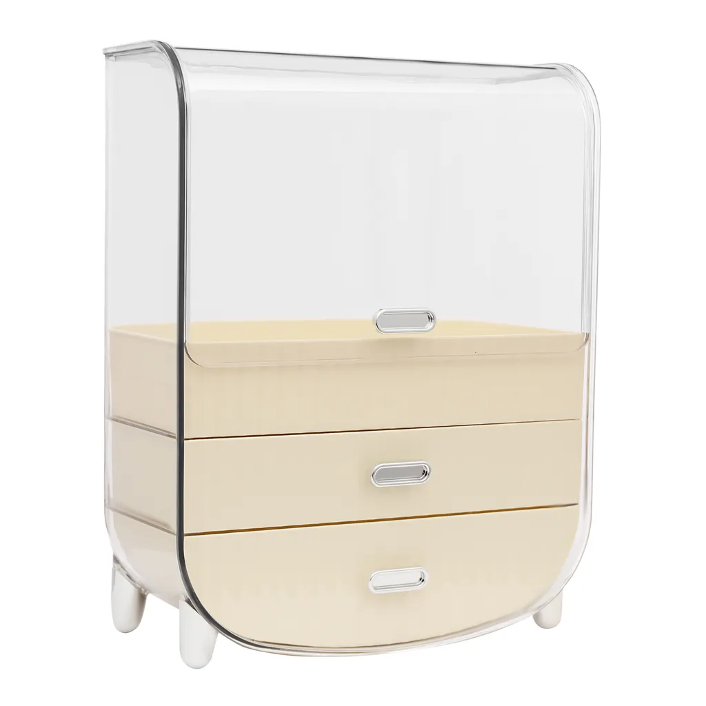 Organiseur maquillage étanche blanc à grande capacité avec couvercle