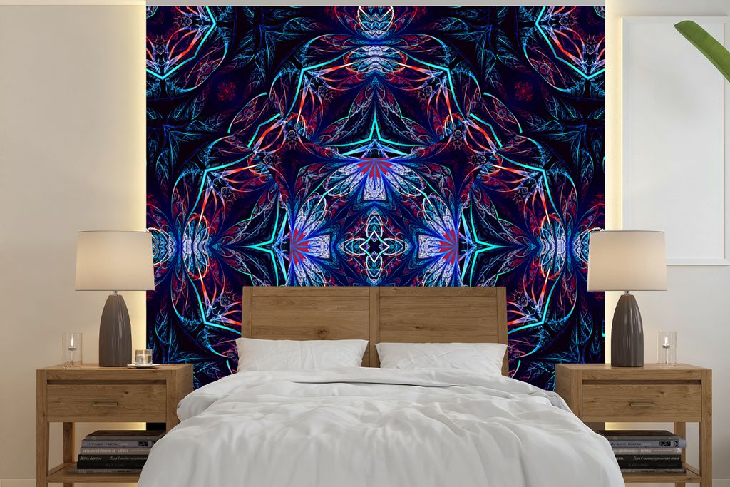 MuchoWow Fototapete für Wohnzimmer oder Schlafzimmer Wandtapete Vinyl Motivtapete Ein buntes Mosaikmuster mit mehreren Farben - 280x280 cm - Hin...