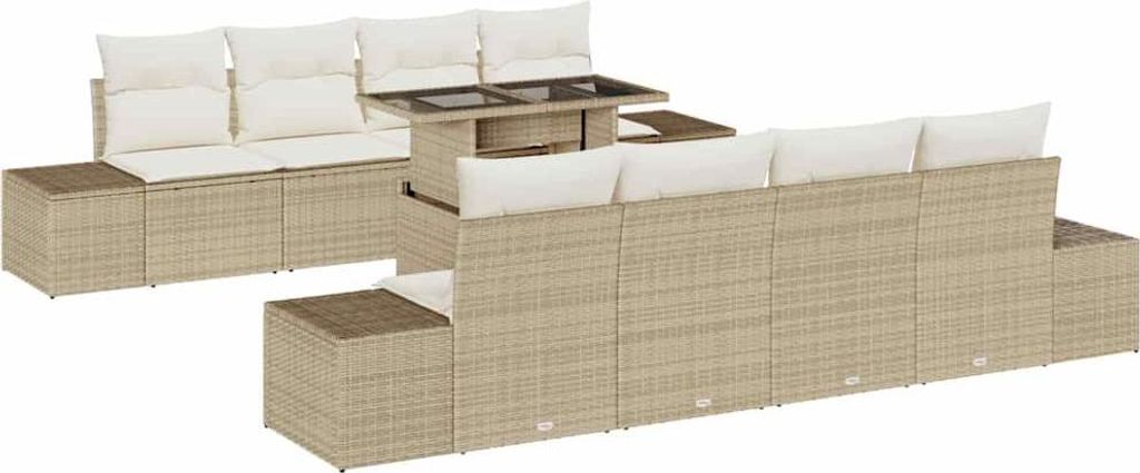 "im Sonderangebot" Sofa Set mit Kissen 7 pcs Beige und Creme Poly-Rattan - 100x55x73cm - Gartensofas DEMöbel312415