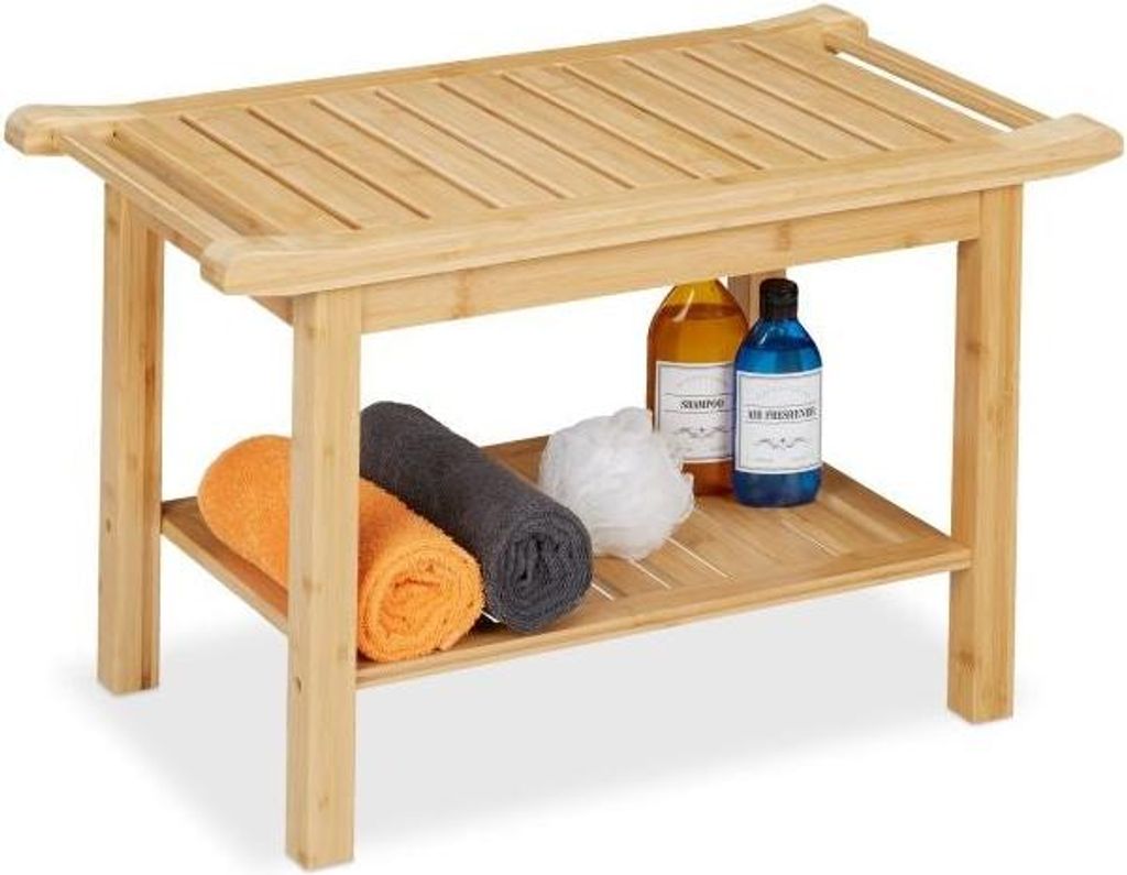 Badezimmerhocker aus Bambus mit Griff