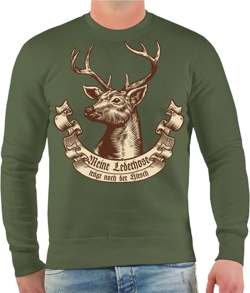 Herren Sweatshirt Meine Lederhose trägt noch der Hirsch
