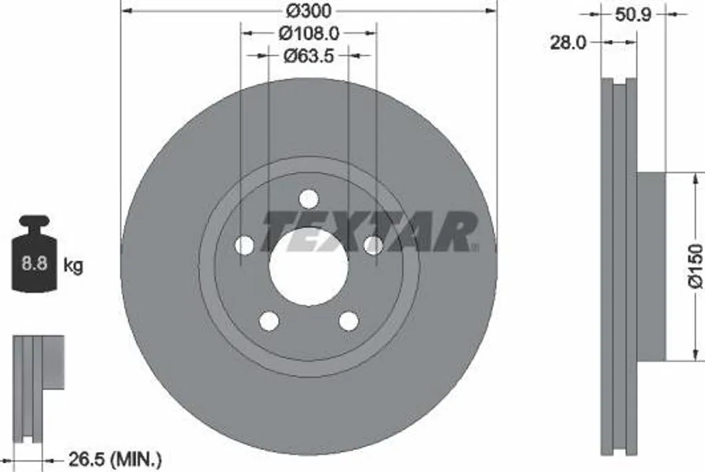 Disque de frein idéal pour Ford Galaxy et S-Max en charge TEXTAR 92283105