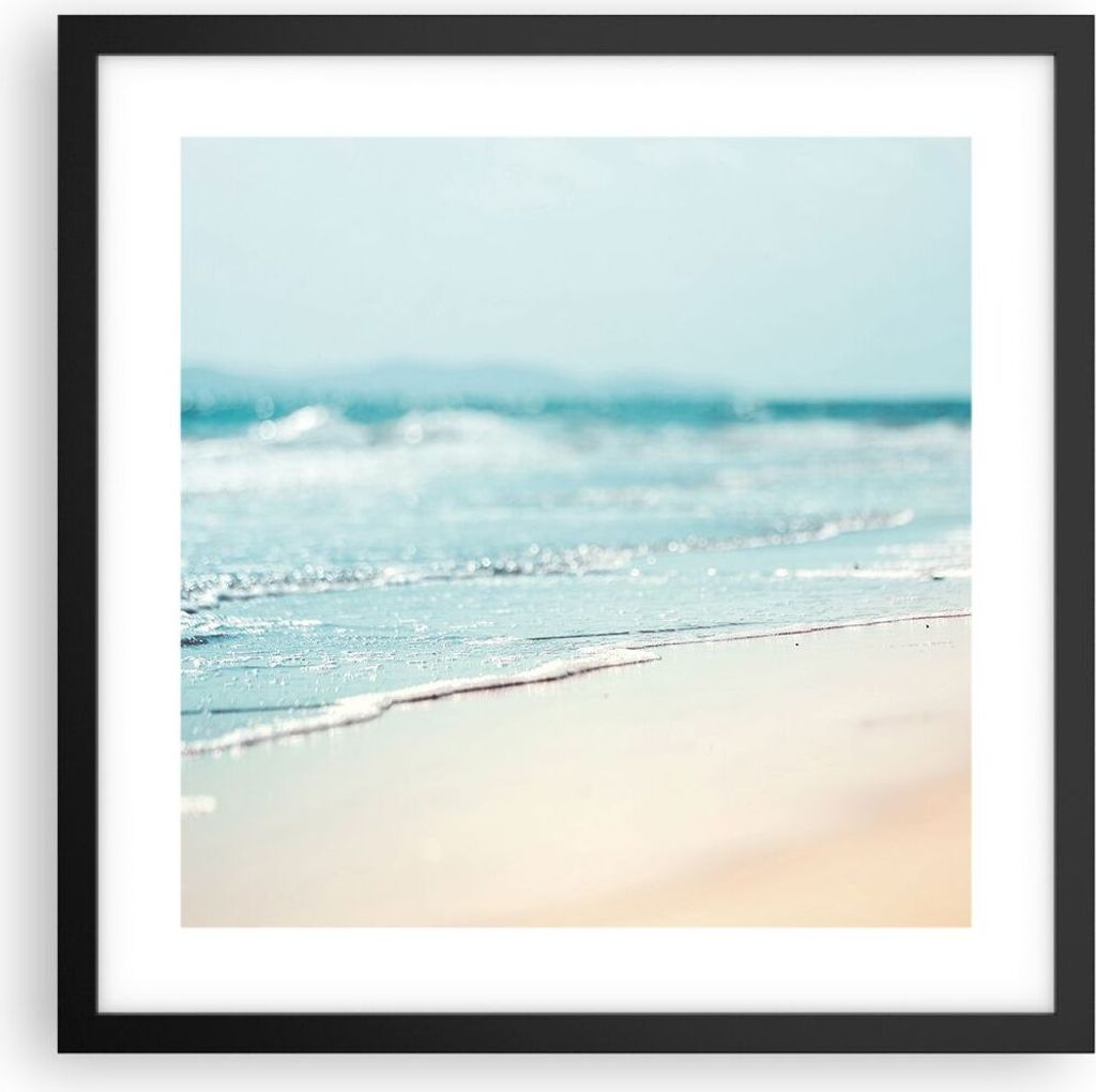 Gerahmtes Poster - Schwarzer Rahmen - Kante Welle Wasser - 40x40 cm - Wand Bild - Wanddeko - Wandbilder - Kunstposter - Wandposter - Bilderrahmen -...