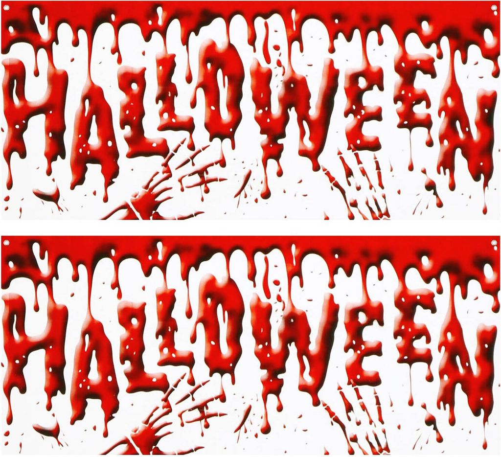2x Blutiges Halloween Party Deko Banner (150cm x 62cm)