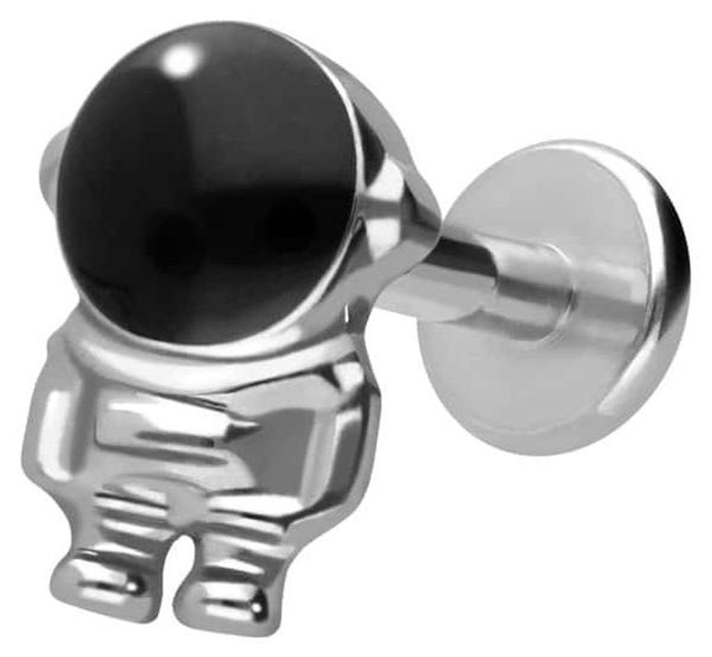 Ohrpiercing, Nasenpiercing Titan Labret mit Innengewinde ASTRONAUT Silber Stablänge: 5mm | Stabstärke: 1,2mm