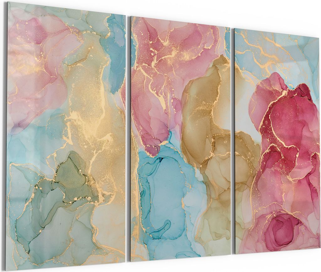 DEQORI Glasbild Echtglas 3x50x100 cm 'Goldene Träume' Wandbilder XXL groß