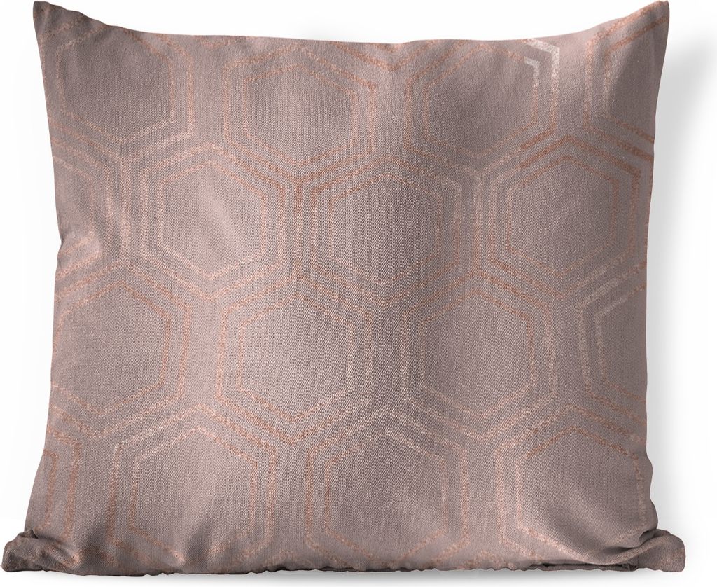 MuchoWow Zierkissen Sofakissen Wohnzimmer Dekokissen 40x40 cm Sechseck - Rosa - Muster - Foto Kissen - Schlafzimmer Dekoration