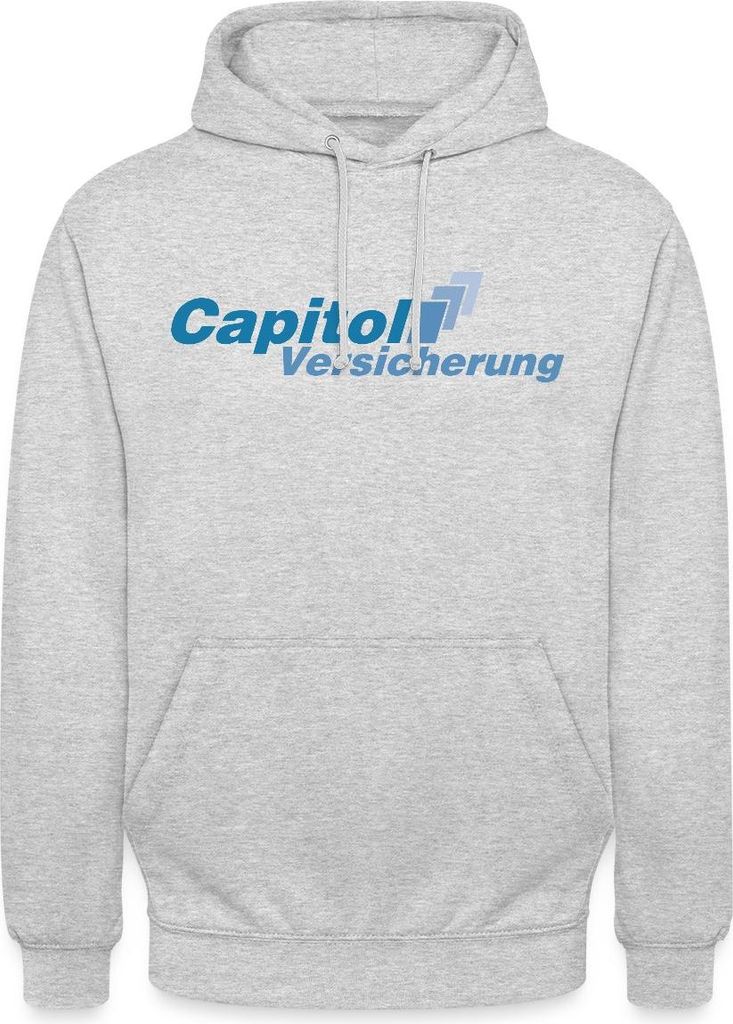 Spreadshirt Stromberg Logo Capitol Versicherung Uni Hoodie, M, Hellgrau meliert