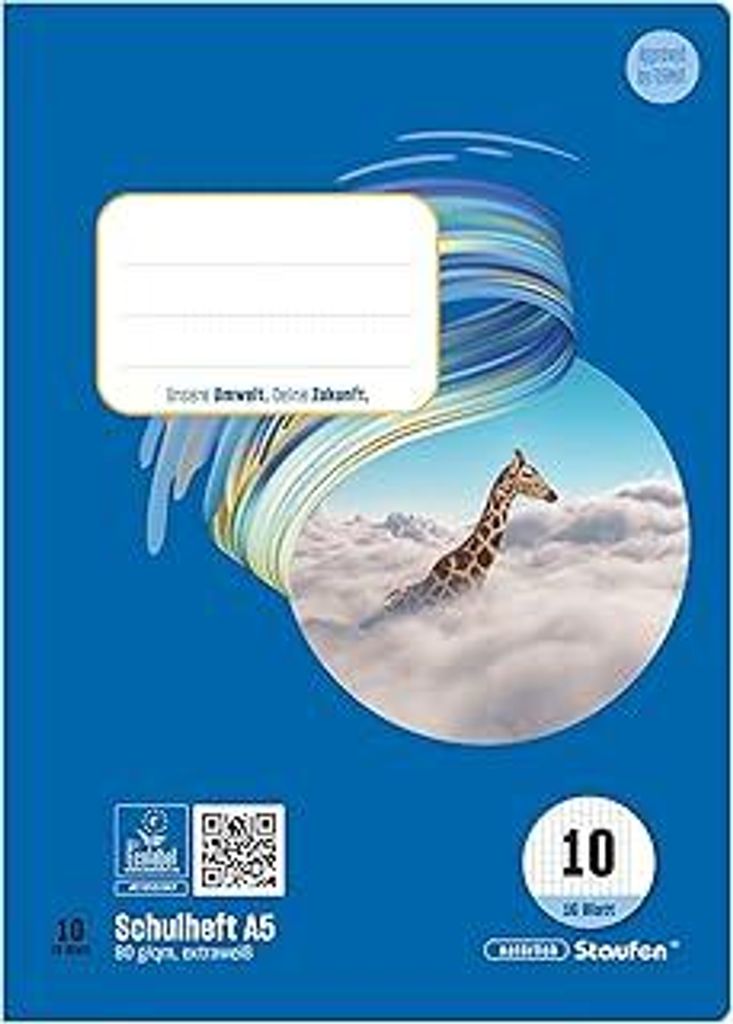 Staufen Style Schulheft - 10 Hefte je 16 Blatt, DIN A5, Lineatur 10 (5 mm kariert mit Rand), 80 g/m² Papier