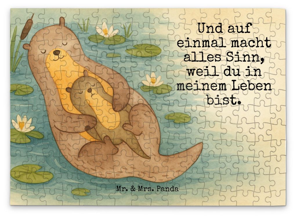 Mr. & Mrs. Panda Puzzle Otter Kind Design 192 Teile - Weiß - Geschenk, Familie, Mama, 2000, Puzzlespiel, 1500, Mutter, 300, Baby, 500, Sohn