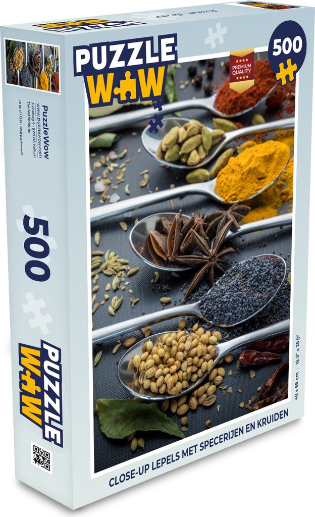 MuchoWow Puzzle 500 Teile Nahaufnahme Löffel mit Gewürzen und Kräutern - Denken - Spiel - Toy