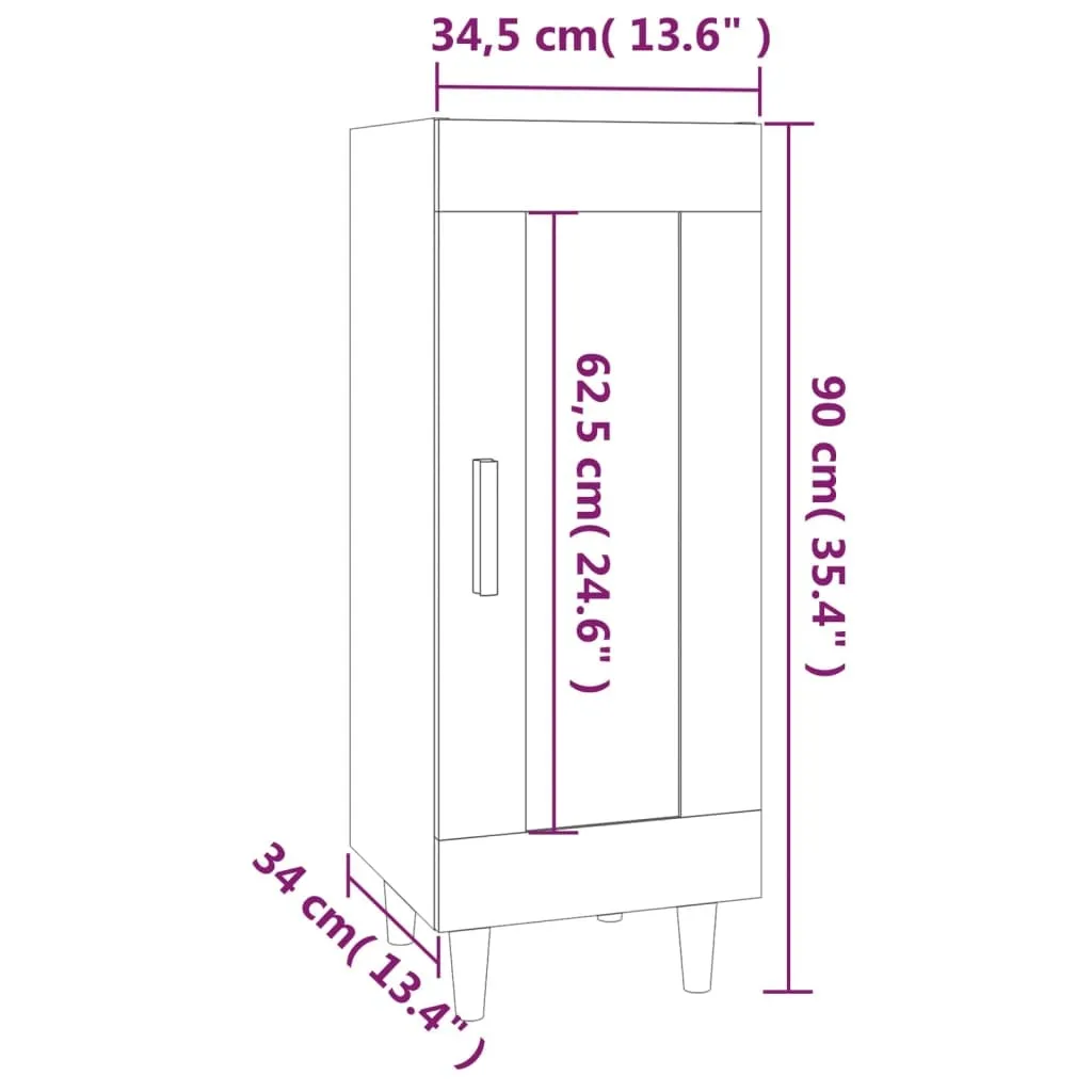 VidaXL Credenza Rovere Sonoma 34,5x34x90 cm | Mobiletto Salvaspazio Casa - 10