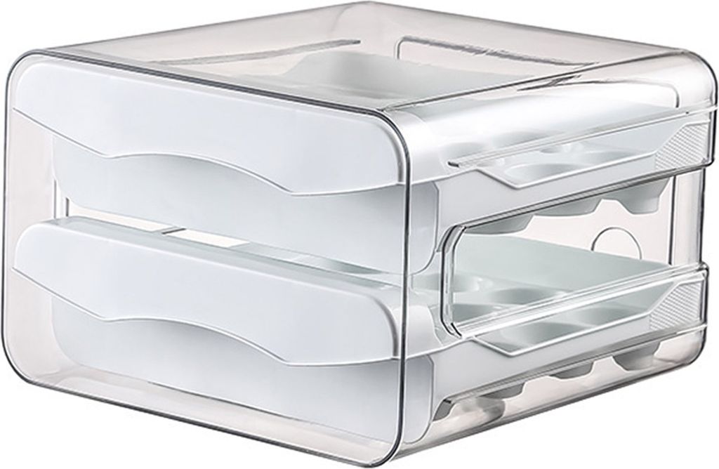 Eier-Aufbewahrungsbox, doppellagig, transparent, sichtbar, 32 Fächer, große Kapazität, lebensmittelecht, herausziehbare Schublade, Typ stabil, s...