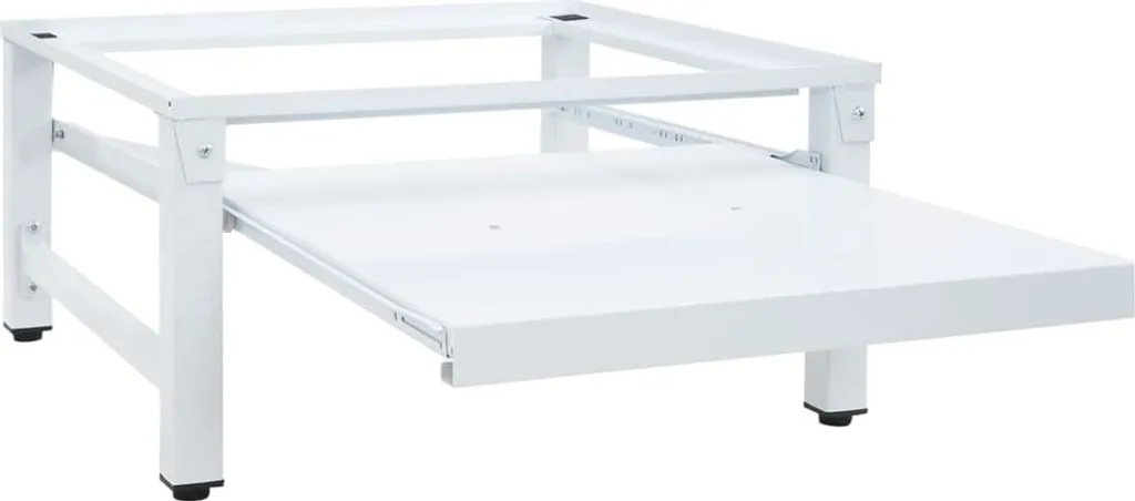 Support machine à laver vidaXL en acier blanc - Tablette extensible - 2