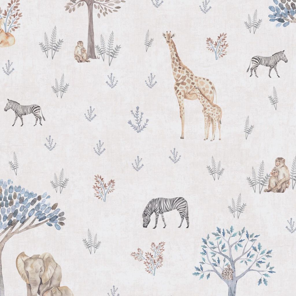 Profhome 771761-GU Kinder Tapete Tiermotiv matt creme beige-grau creme 5,33 m2