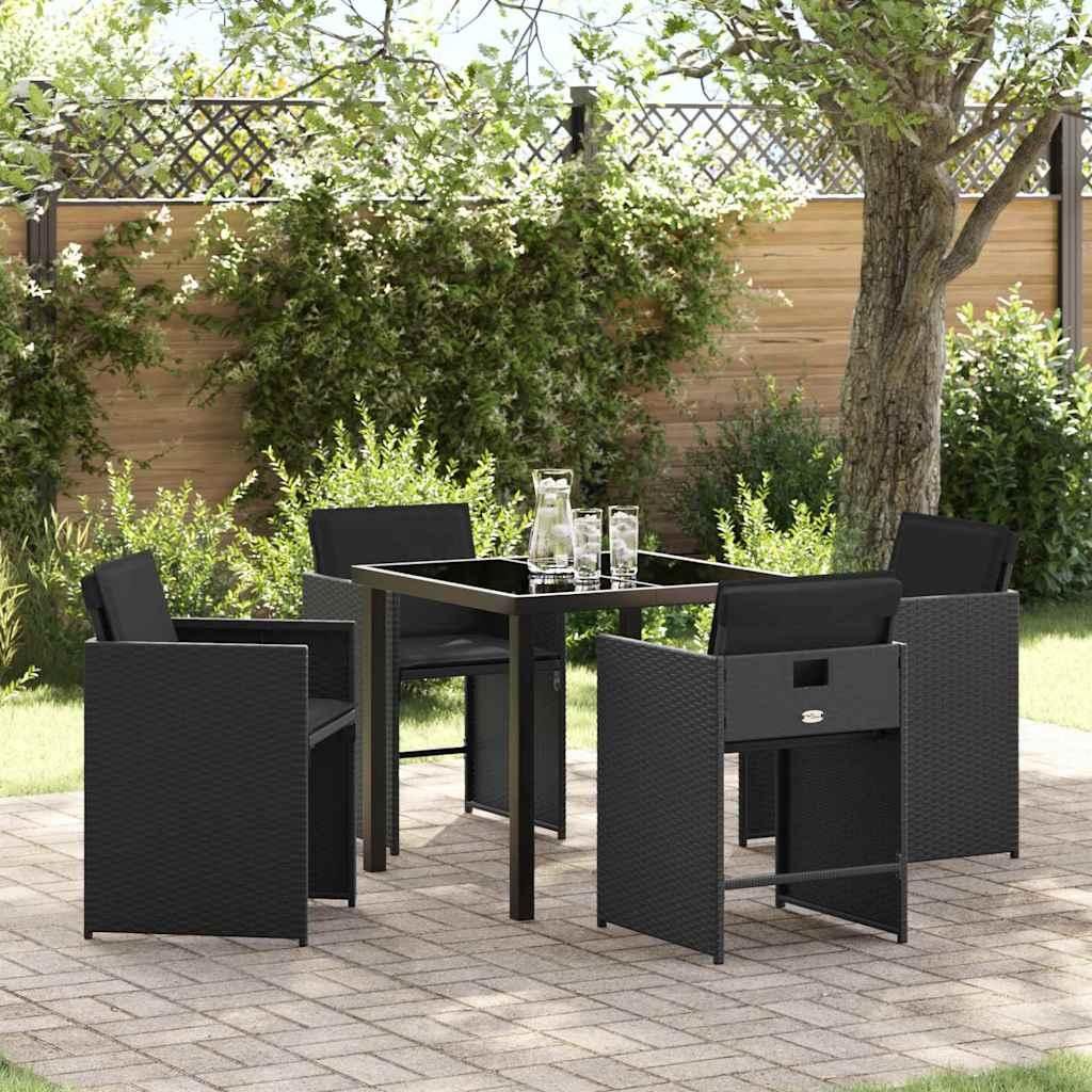 Maison Exclusive - Garten Essgruppe 5 pcs Schwarz Poly-Rattan