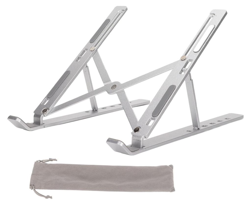 Laptop-Ständer, Aluminiumlegierung, höhenverstellbar, rutschfeste Gummipolster, faltbar, kompakt, leicht, langlebig, Halterung N3, Silber (18 Zoll)