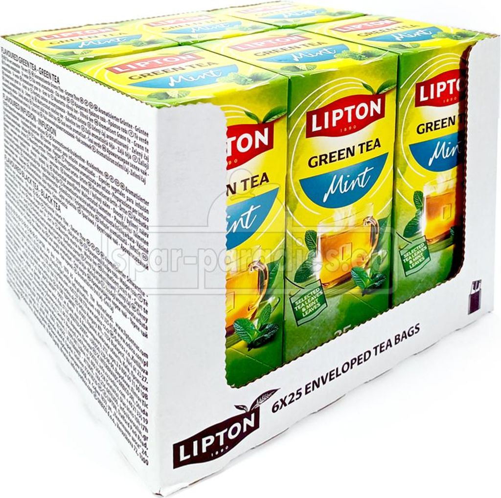 Lipton Grüner Tee Minze, 25er Pack x 6