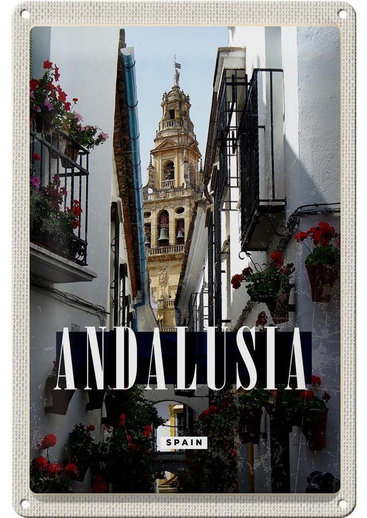 Blechschild Reise 20x30cm Andalusia Spain Spainen Reiseziel