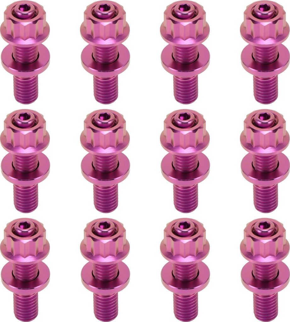 12 Set Titanlegierung Auspuffkrümmer Schraube M10 X 45mm Steigung 1.5 Auspuffkrümmer Bolzen Kit Schrauben Muttern Unterlegscheiben Lila
