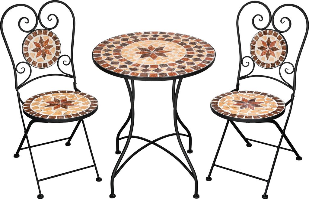 Gartengarnitur Mosaiktisch 2 Stühle Mosaik Sitzgarnitur Produktbild 