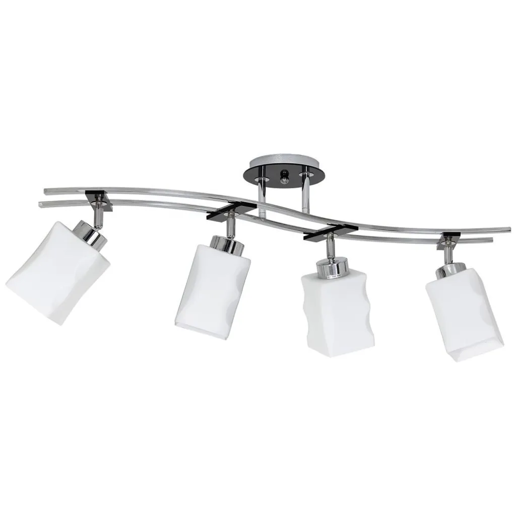 Abat-jour plafond verre blanc Derby chromé pour cuisine et chambre