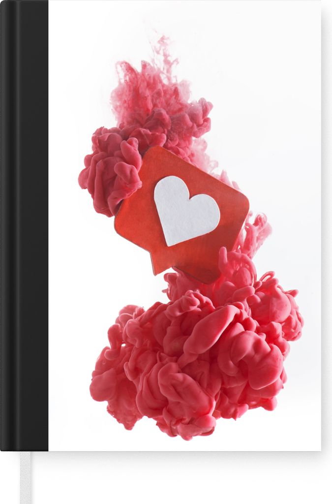 MuchoWow Notizbuch Tagebuch Haushaltsbuch Notebook A5 Herz - Rauch - Rot - Notizblock - Notizheft - Notebook - Schreibblock - Papier