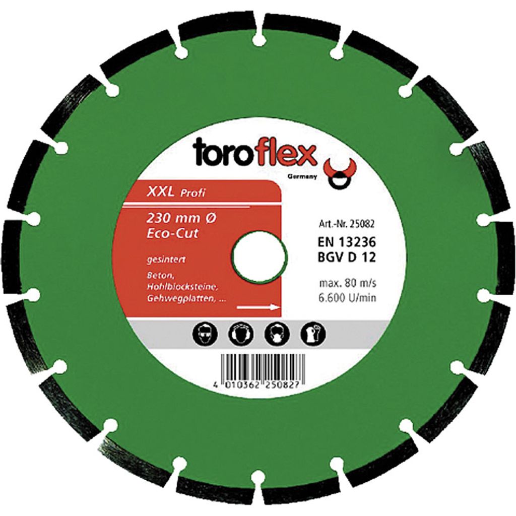 Toroflex EcoCut Diamantscheibe Trennscheibe Universal für Beton Stein 125, 230 mm, Trennscheiben Durchmesser:230 x 22.23 mm